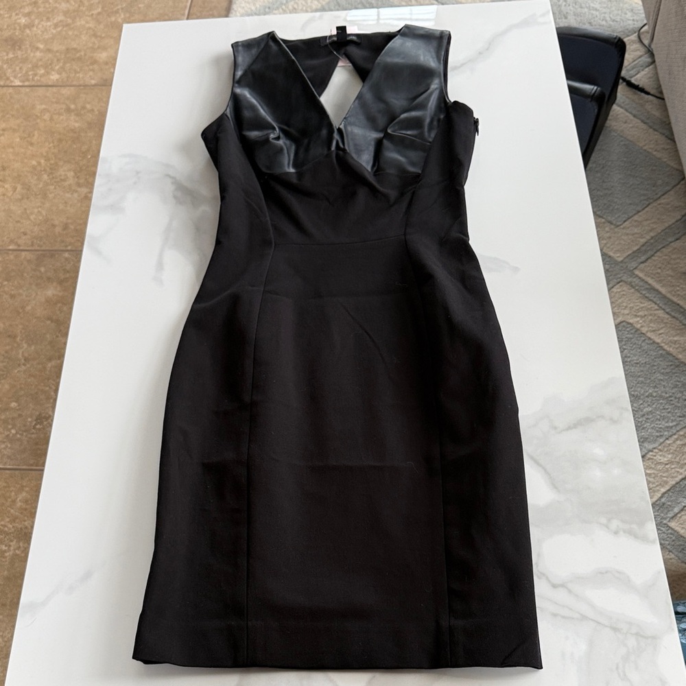 Banana Republic Black Dress with Faux Leather Detail